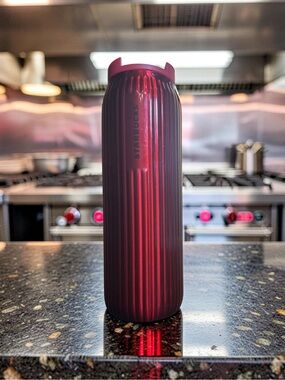 Starbucks -NEW- 2023 Christmas Holiday Red Stainless Steel Ribbed Tumbler 16oz